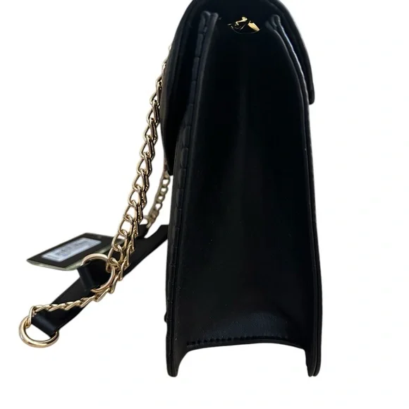 NWT Badgley Mischka Black Quilted Crossbody & Shoulder Bag – Vegan Leather - Picture 5 of 13